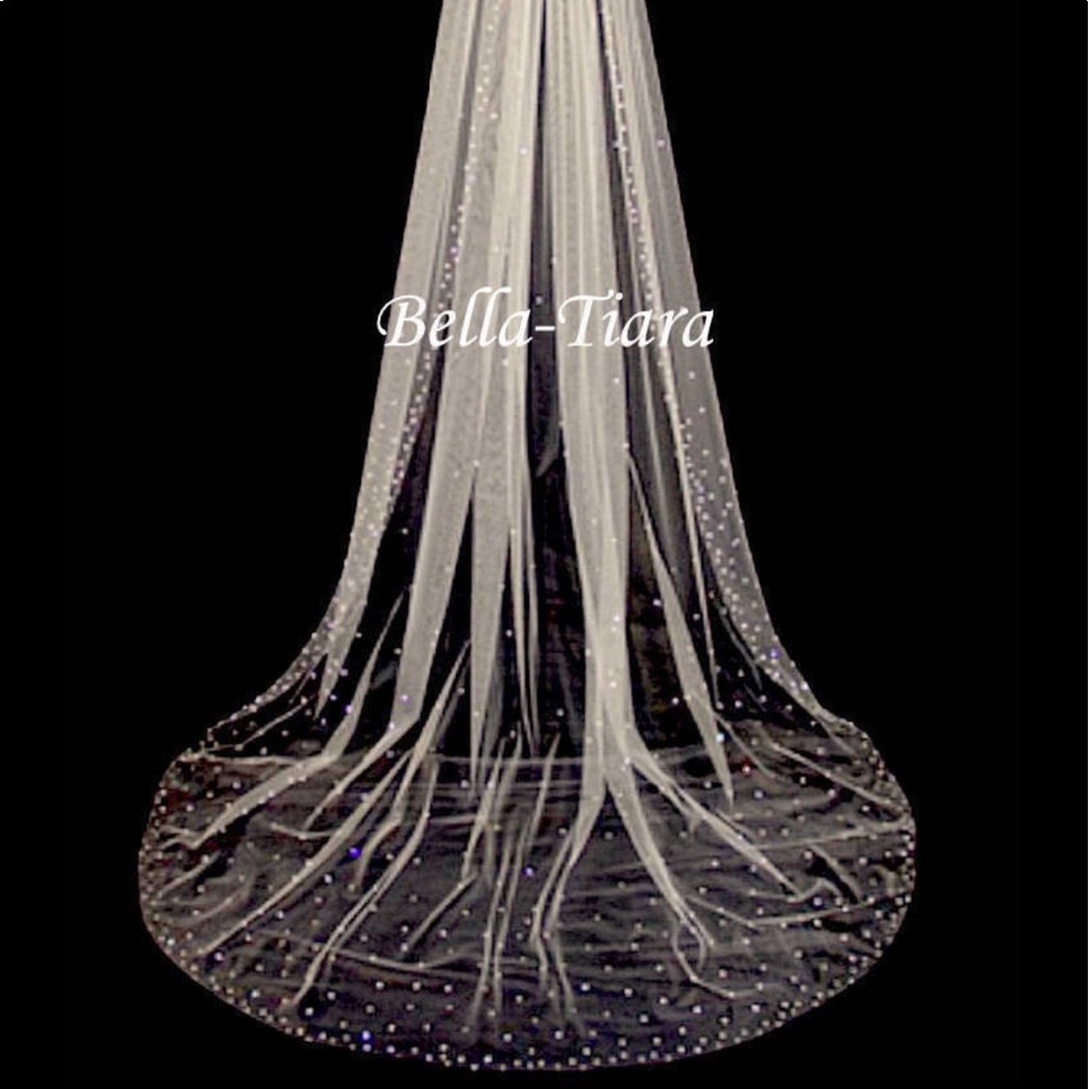 Regal 144” long crystal cathedral wedding veil